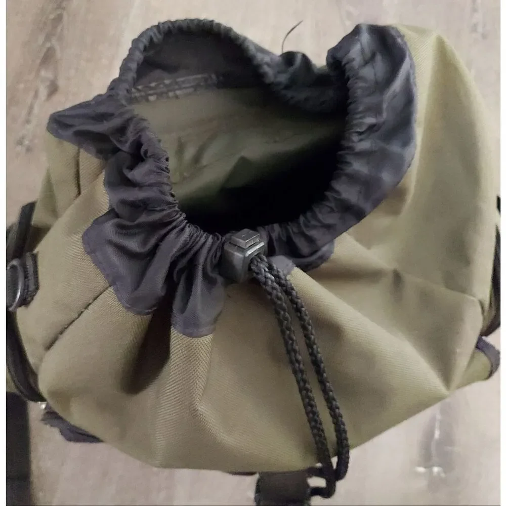 Vintage Eastport Olive Green Multi-Pocket Outdoor-Style Cinch Backpack